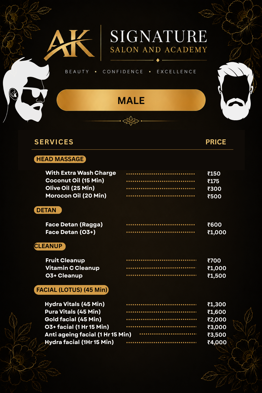 men price in salon